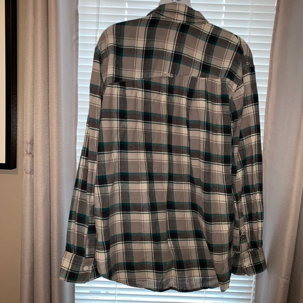 BOY. BAND OF OUTSIDERS Teal & Grey Flannel Button Down Shirt-8 - Picture 3 of 7